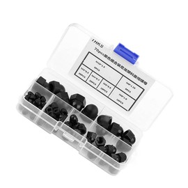 70pcs Hex Acorn Nuts Assortment Kit M3/M4/M5/M6/M8/M10 Nylon Acorn Nut Dome Head Hex Nuts(Black)