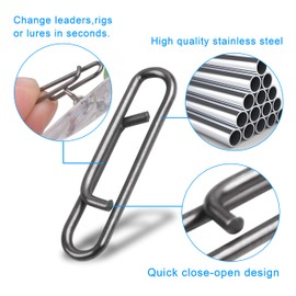 AGOOL Fishing Power Clips - 50pcs Fishing Lure Clips Stainless Steel Fishing Quick Snap Speed Clips Easy Fast Lure Change Connector for Freshwater Saltwater Line Leader Wire