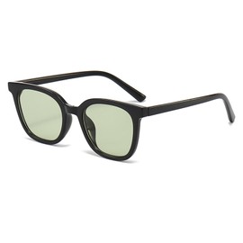Karsaer B6010 Women's Sunglasses, Cute, Color Lenses, UV Protection, Stylish, Simple, No Makeup, Easy to Coordinate, Shooting Points, Outdoor, Fashion, Unisex, Black Frame & Green Lens