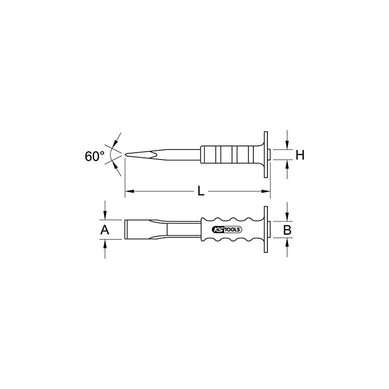 KS Tools 162.0202 Bricklayer's chisel, hand grip, 27x250mm