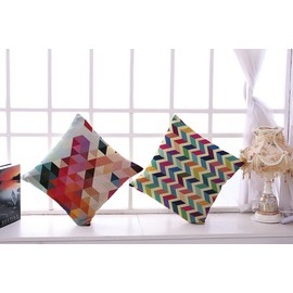 ChezMax Throw Pillow Covers Abstract Cushion Cover Cotton Linen Chair Back Cushion Cover Geometric Pillowslip Decorative Pillowcase for Sofa Couch Bed Chair 18X18