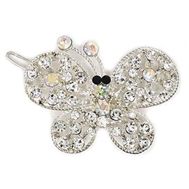 Teri's Boutique Cute Butterfly Rhinestone Pretty Women Hair Accessory Hair Pins Hair Clips (Silver)