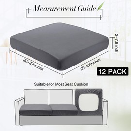 Tingjoo 8Pcs Patio Cushion Covers Stretch Outdoor Couch Cushion Covers Slipcovers Sets Replacement Furniture Sofa Chair Seat Couch Washable(Dark Gray)