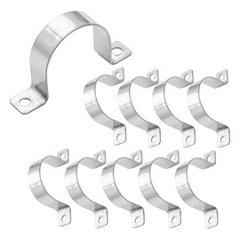 VZU 50 mm U-Pipe Clamps, Pack of 10 Stainless Steel 304 Pipe Clamps, Mounting Clamps for Pipes, Two-Hole Pipe Clamp, for Pipe Fixing Gas Pipes, Cables and Water Pipes