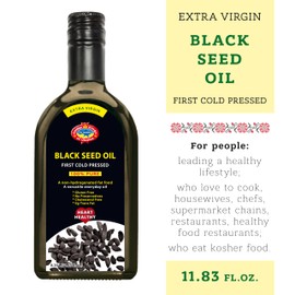 Black Seed Oil Cold Pressed Glass Bottle 11.83 OZ from Ukraine - Black Cumin Seed Cooking Oil for Soups, Salads, Baking