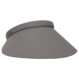 Panama Jack Women's Clip Sun Visor - Tropical Print Under Peak, Inner Sweatband, 4 1/2" Brim (Grey)