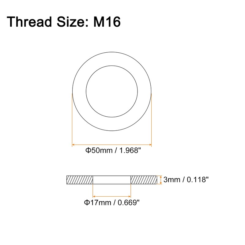 sourcing map 5Pcs M16 Flat Washer, 304 Stainless Steel 17mm