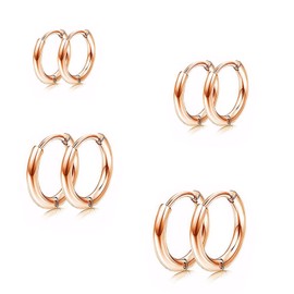 Xyvona 4 Pairs Titanium Steel Earrings, Hypoallergenic & Lightweight Cartilage Friendly Studs for Sensitive Ears, 6mm/8mm/10mm/12mm Gold Sizes