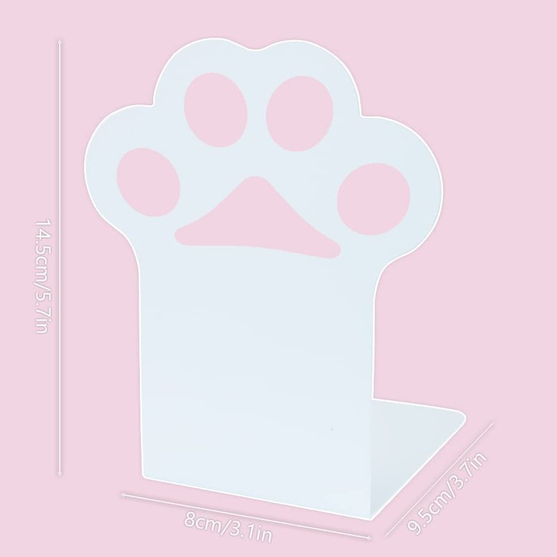1 Pair Cat Paw Bookends for Shelves, Kids Cute Metal