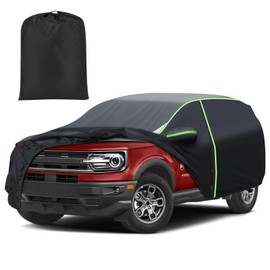 Mixsuper Liner Car Cover for Ford Bronco Sport 2021-2024, Full Car Cover All Weather Car Covers for Bronco Sport, Waterproof Outdoor Cover with Zipper Door Reflective Strips