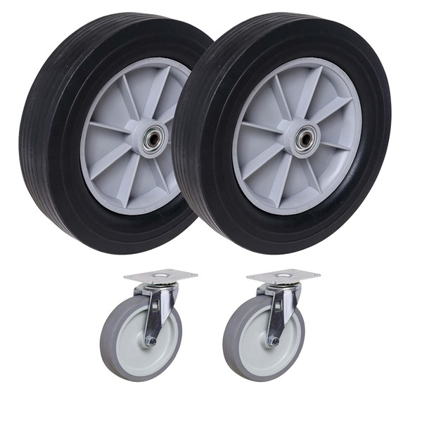 SES Casters | Wheel Set | Replacement 12" Wheels and 4" Casters Compatible with Rubbermaid Tilt Truck Models 1011 and 1013