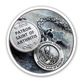 Patron Saint of Arthritis, St. Alphonsus Liguori, Necklace, Keychain or Clip, Get Well Catholic Jewelry, Customize with Initial or Crystal Birthstone Option, Unisex Gift