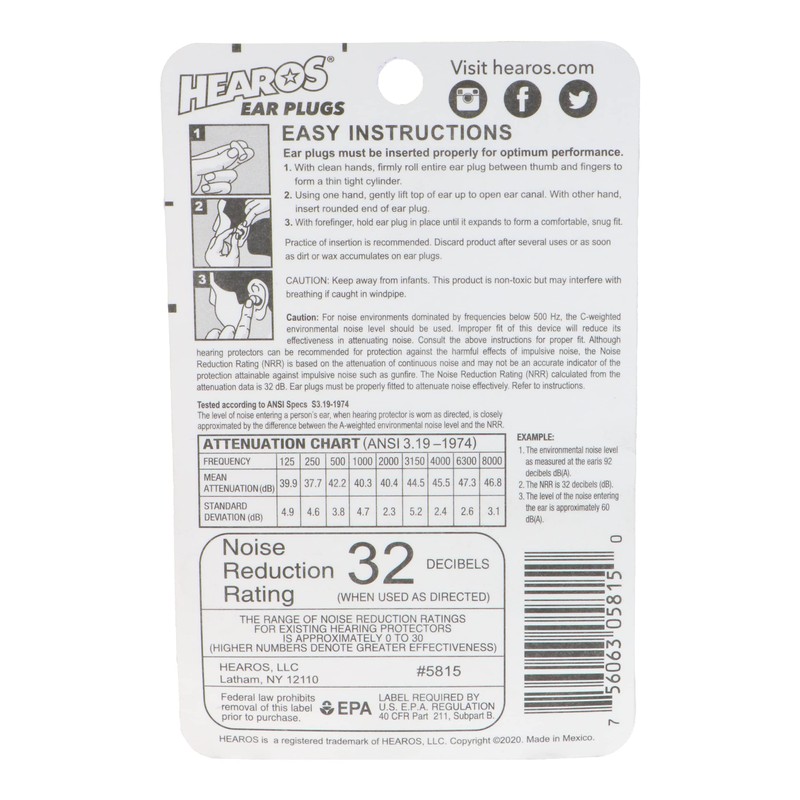 Hearos Sleep Pretty Tonight Ear Plugs, Foam NRR 32, 2