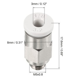 TA-VIGOR 2Pcs M5 Push to Fit 3mm OD Hose Connect Fittings, Straight Pneumatic Coupling Adapter, Quick Push to Connect Air Line Fittings for Gas Pneumatic Systems and Industrial Applications