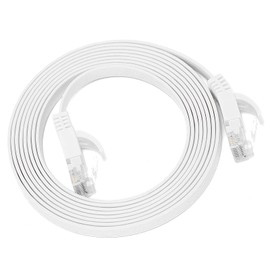 Cable Ethernet Plano Blanco CAT6 Gigabit 8 Núcleos Par Trenzado Puente de Red Cable Plano de Cobre Suministros(2m)