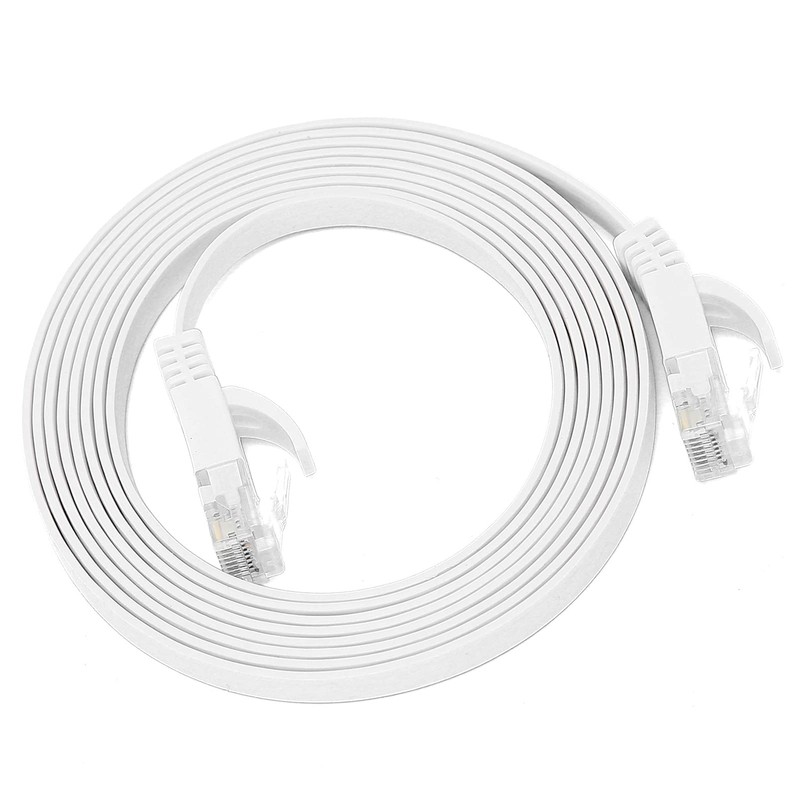 Cable Ethernet Plano Blanco CAT6 Gigabit 8 Núcleos Par Trenzado
