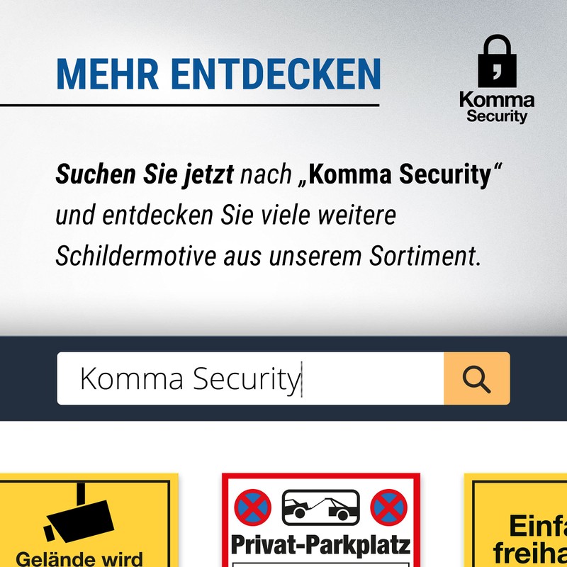 Komma Security Grundstück wird videoüberwacht Sign Information Sign 30 x
