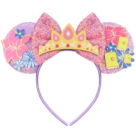 Bmobuo Princess Mouse Ears Headband for Women Adult, Flower & Crown Sequin Cute Park Ears