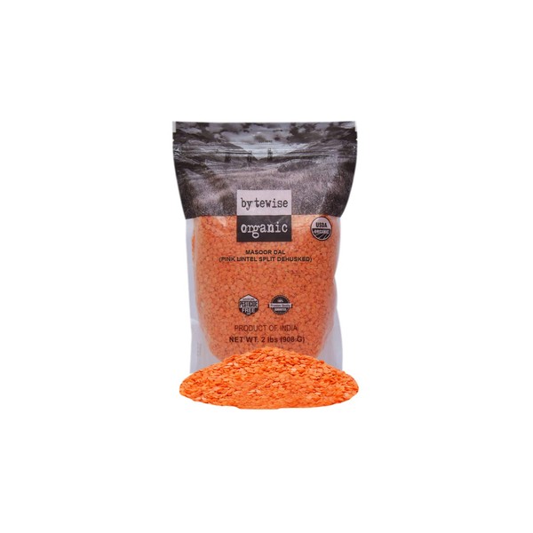 Bytewise Organic Red Lentil Beans Split / Masoor Dal, 2lb