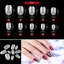 Juego de uñas postizas ovaladas cortas, 500 unidades, 10 tamaños, acrílico para decoración de uñas, Natural