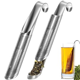 Pack of 2 Stainless Steel Tea Strainers, Fine Mesh Tea Strainer Tea Filter, Tea Atomiser Made of Stainless Steel, Tea Strainer for Loose Tea, Hook Handle Tea Filter for Rose, Spices, Coffee