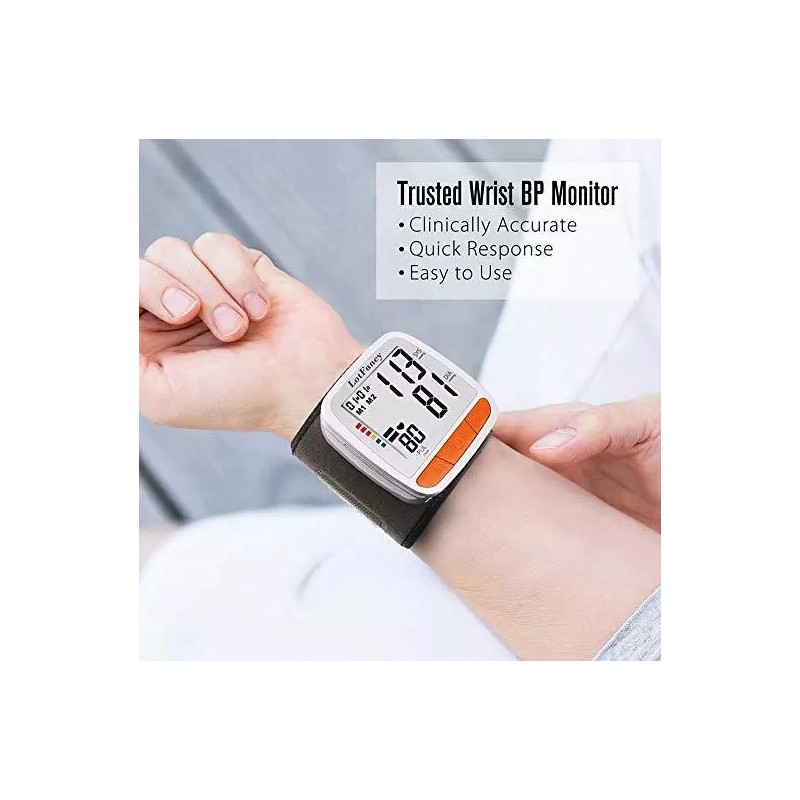 Automatic Wrist Blood Pressure Monitor BP Cuff Gauge Heart Rate