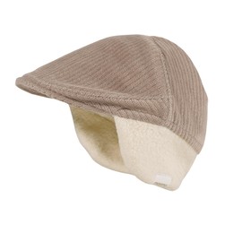 maximo GOTS Baby Boy Flat Cap Ear Protection Nicki Corduroy Teddy Lining Made in Germany, Fungi