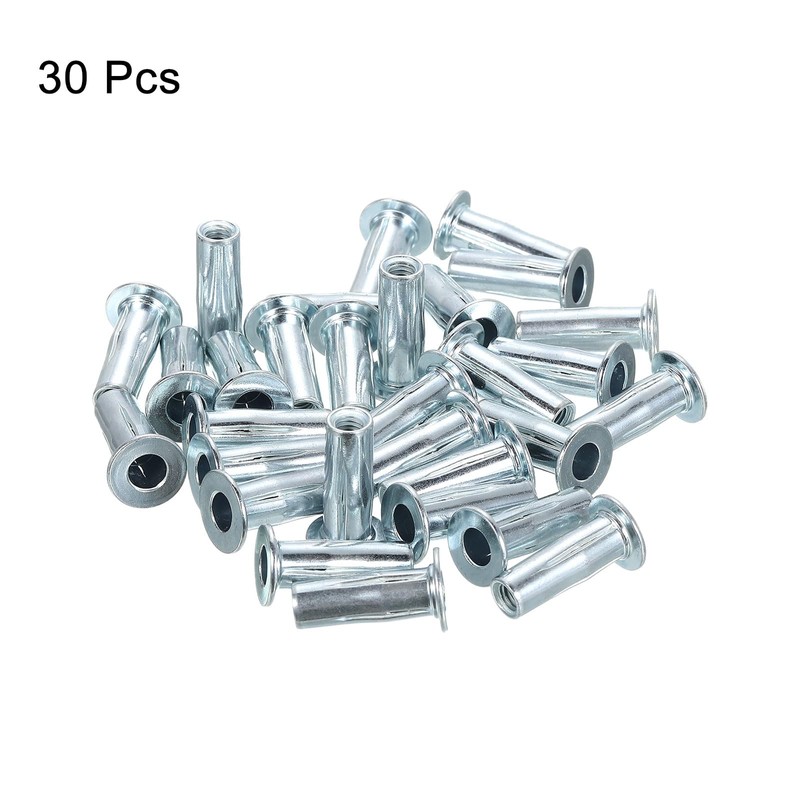 sourcing map M5 Multi-Grip Rivet Nuts, 30pcs Pre-Bulbed Shank Flat