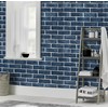 HeloHo 17.7" X 394" Blue Brick Wallpaper Peel and Stick