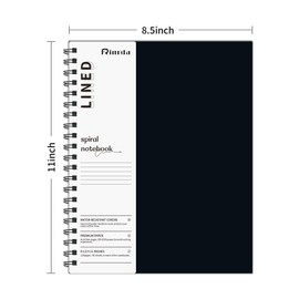 Rinrda Large Lined Notebook Spiral Notebook 8.5" x 11"-4 Pack LINED Notebook 7mm Ruled Hardcover Notebook 120 Pages 100 GSM Thick Paper Notebook Hardcover Journal for School, Office,Study and Notes