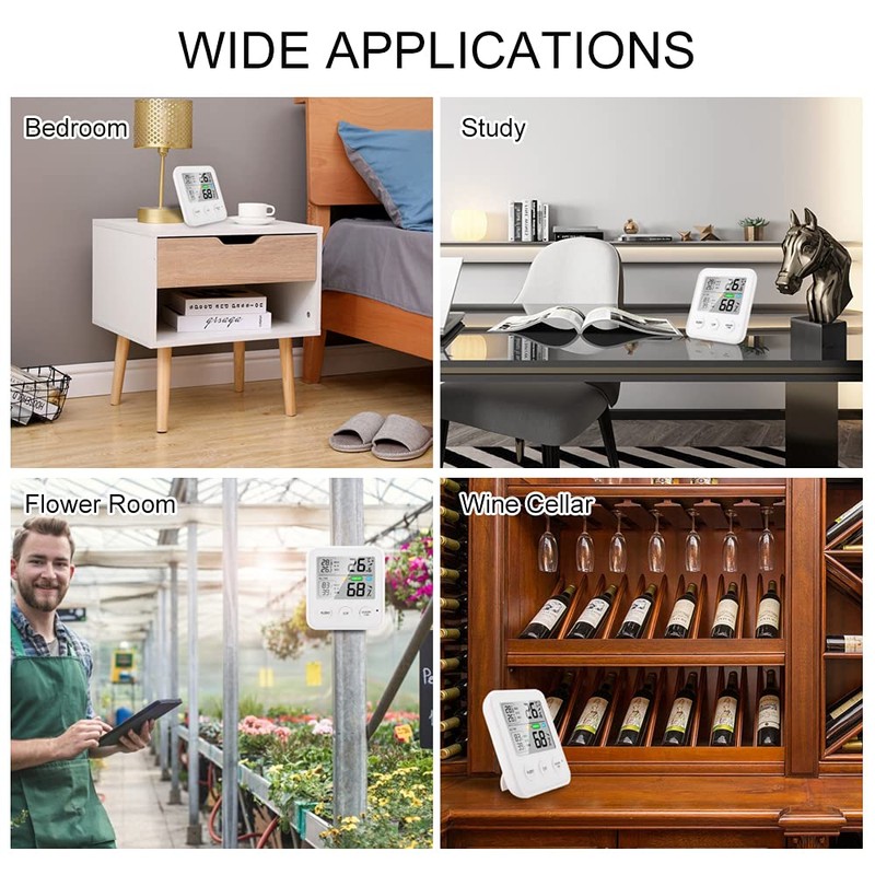 Geevorks Digital Thermo-Hygrometer Indoor Room Thermometer, Magnetic Thermometer Hygrometer with