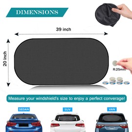 IC ICLOVER Car Sun Shade, Folding Automotive Rear Window Shade, Universal Mesh Screen Back Window Sun Visor with Magnet Adsorption for Children Kids