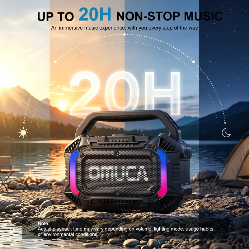 OMUCA Speakers Bluetooth Wireless, 100W Portable Bluetooth Speaker with Bass,
