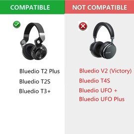 Ear Pads Cushions Cups Foam Replacement Compatible with Bluedio T2S T2 Plus Turbine Wireless Bluetooth Headphones Earpads Pillow Covers