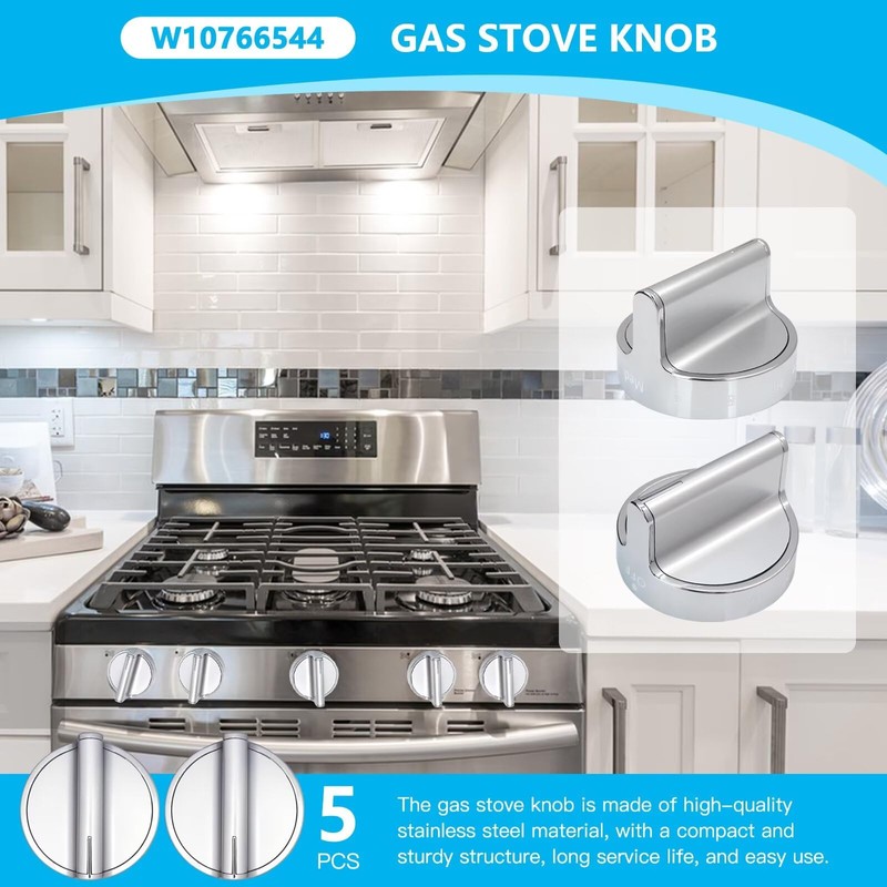 Upgrade W10766544 Gas Stove knobs Replacement for Whirlpool WFG540H0ES0 Range