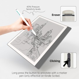 TNRV Replacement for Kindle Scribe Pen,Supports 4096 Levels of Pressure Sensitivity,Kindle Scribe Stylus with Eraser,Writing and Drawing
