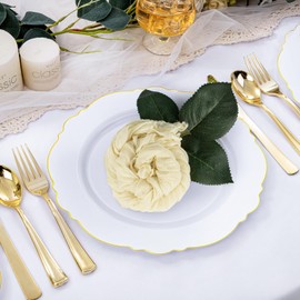 AMLEBE Servilletas de Tela, 10 Paquetes 20"x20" Servilletas de Tela de Queso, Boho Servilletas Rústicas Cuadradas Arrugadas de Tela de Gasa para Fiestas, Bodas, Eventos, Baby Shower Uso Diario (Beige)
