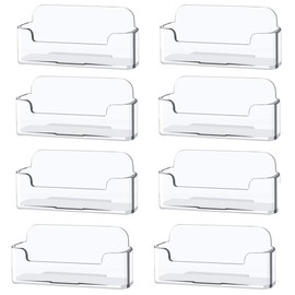 8 Pack Plastic Business Card Holder - Clear Business Card Case for Desk - Office Acrylic Business Card Stand Display