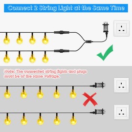 Dalugo Christmas Lights Splitter Connector, IP65 Waterproof Two Pin Connectors for Christmas Fairy Lights, Icicle Christmas Lights, Curtain Lights, Net Lights, G40 Globe Lights