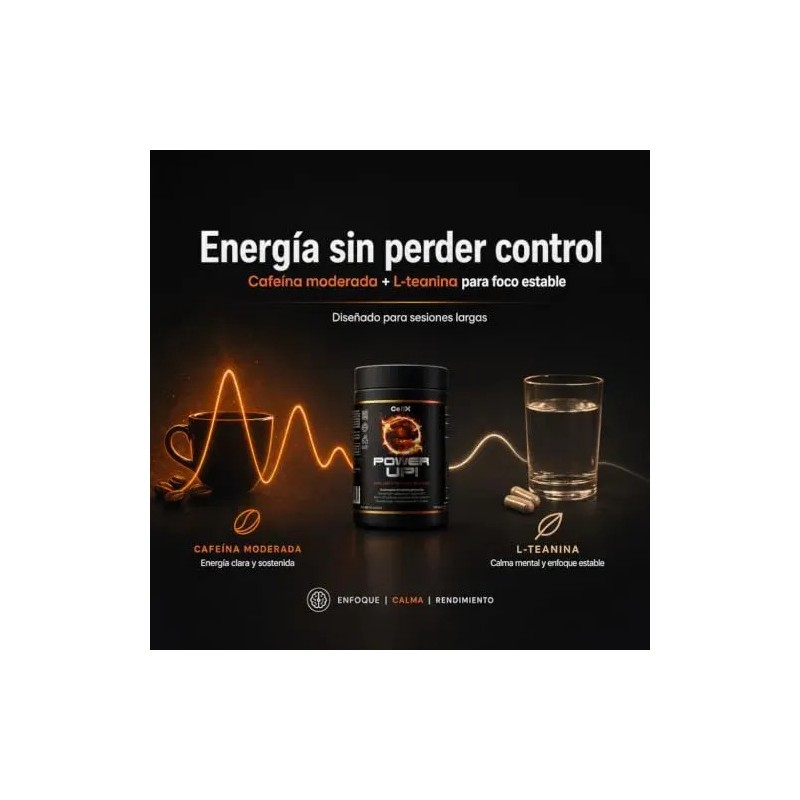 CellX Power Up Nootrópico Gamer Alfa-GPC GeniusPure Dynamine Macu-LZ L-Teanina