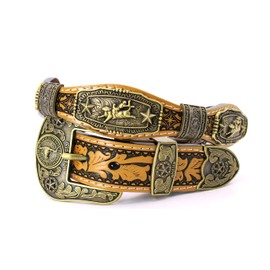West Star Concho Rodeo Cowboy Belt Genuine Leather Bronze G608C Bullrider BR XL