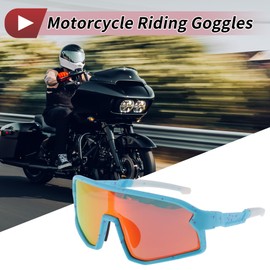 X AUTOHAUX 1 Set Motorcycle Riding Goggles Anti-glare PC Tri-Acetyl Cellulos Outdoor Sports Sunglasses for Motocross Dirt Bike ATV Red Lens Blue Purple Frame