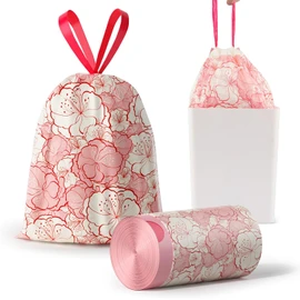 Trash bags, 4 Gallon Trash Bags Drawstring, Colorful & Portable Small Trash Bags with Plum Blossom Printed, Tear-Resistant Garbage Bags 4 Gallon for Bathroom Office Trash Cans, 80 Count