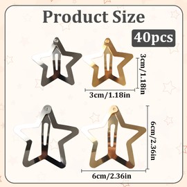 40 Stück Metall-Clips, Metallstern-Haarspangen, schöne Kinder-Clips, Y2K-Stil, vielseitiger Haarschmuck für Mädchen, geeignet für den Alltag, Party, Fotoshooting, Sport (2 Stile, 2 Farben)