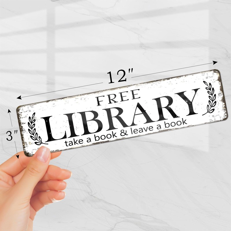 12x3 Inch Free library Sign PC Signage Decor for Outdoor