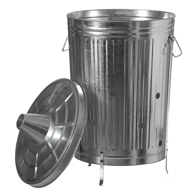 Gardenised 20-Gallon Galvanized Steel Incinerator Can with Lid & Vent