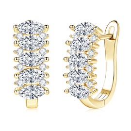 EONFUN Marquise Moissanite U-Shaped Hoop Earrings for Women (Gold)