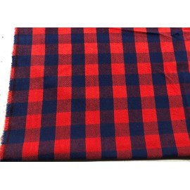 none Buffalo Plaid Flannel - Navy Red - 100% Cotton - Pre Shrunk - 10 Yard Piece