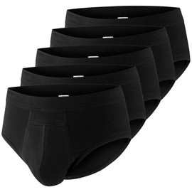 PROTECHDRY Washable Urinary Incontinence Cotton Brief Underwear for Men with Front Absorbent Area, Black Medium (33-35" Waist) - Buy 4 GET 1 Free (5 Pack)