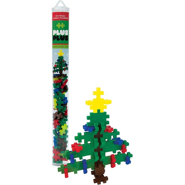 PLUS PLUS – Mini Maker Tube – Christmas Tree – 70 Piece, Construction Building Stem Toy, Interlocking Mini Puzzle Blocks for Kids